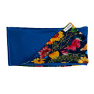 Blue Floral Satin Silk Scarf - 2m x 50cm (6.5ft x 20inches)